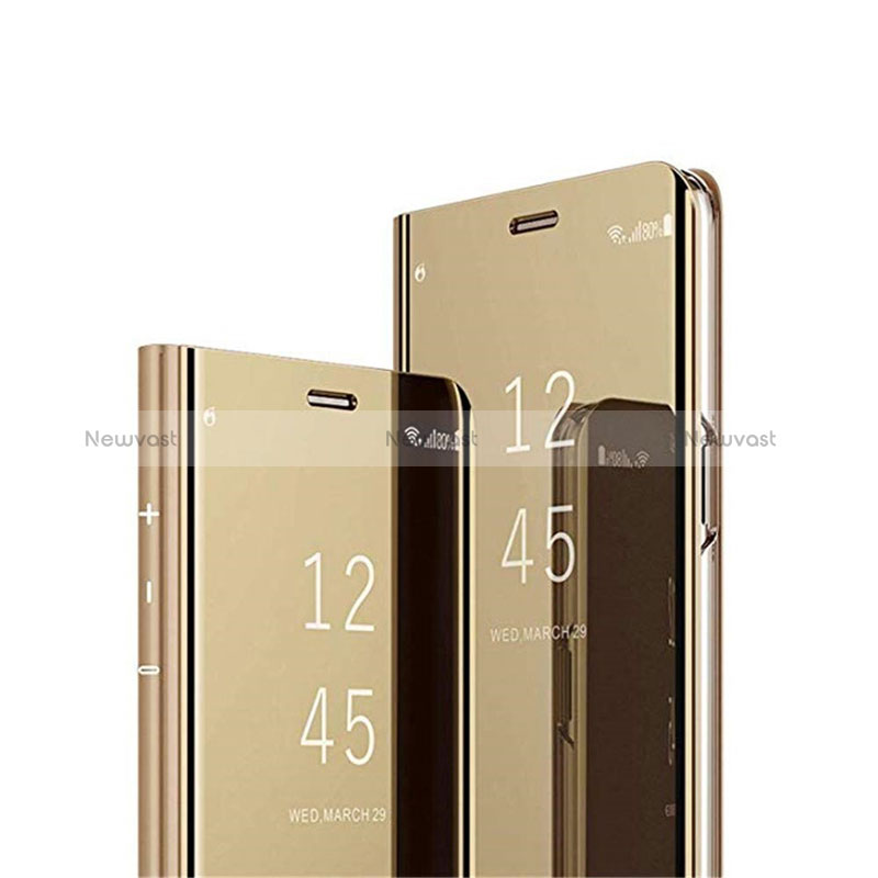 Leather Case Stands Flip Mirror Cover Holder L01 for Samsung Galaxy M80S Gold