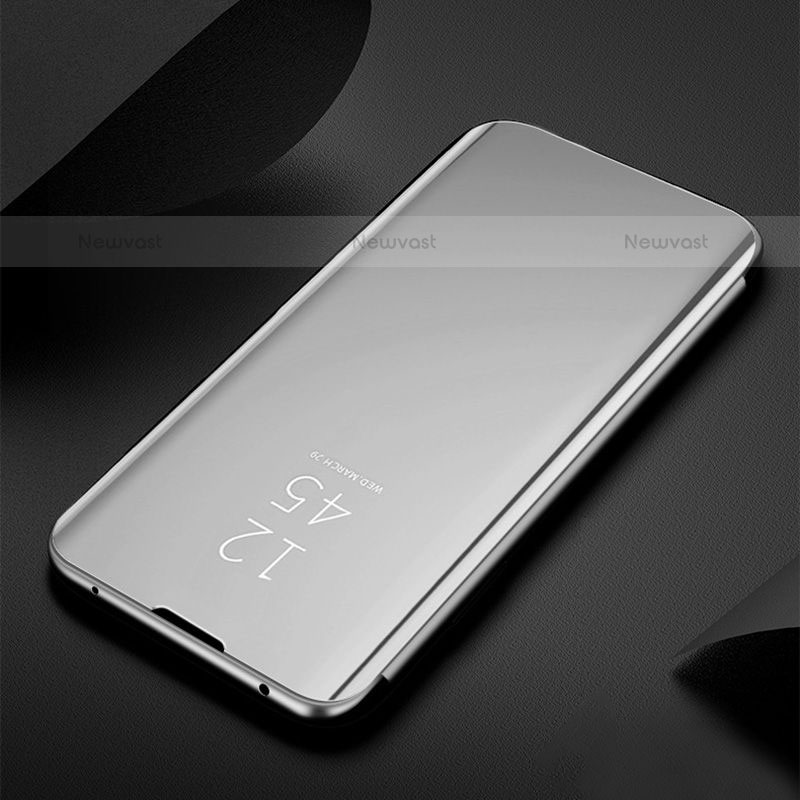 Leather Case Stands Flip Mirror Cover Holder L01 for Samsung Galaxy S23 Plus 5G Silver