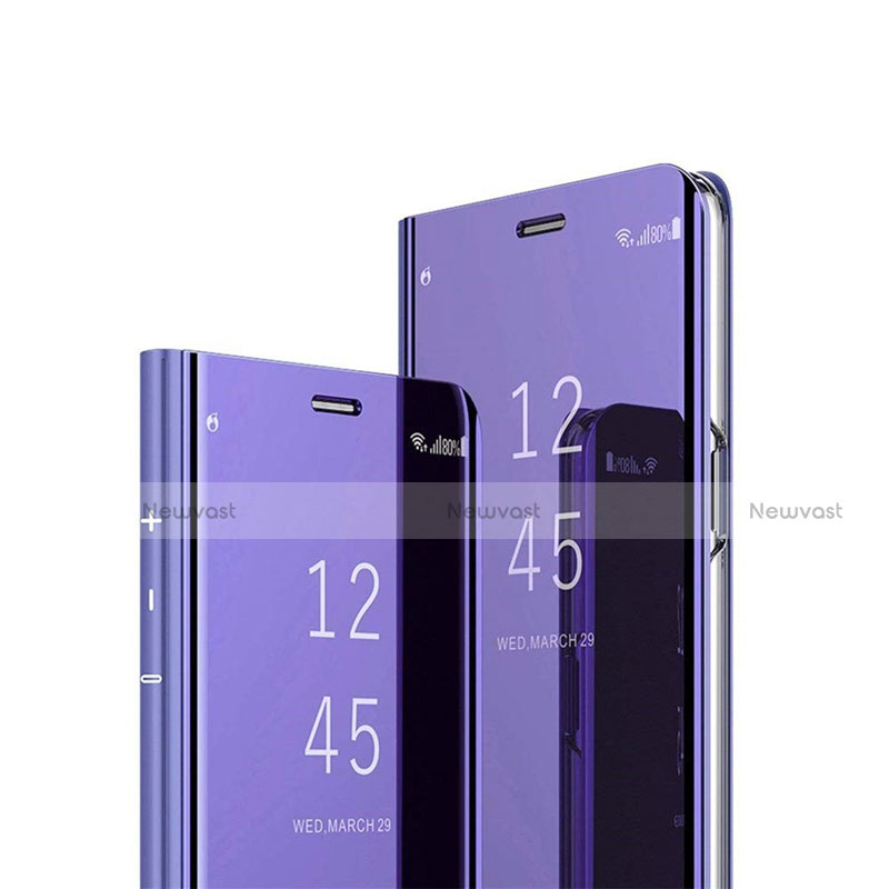 Leather Case Stands Flip Mirror Cover Holder L01 for Xiaomi Mi Note 10 Lite Purple
