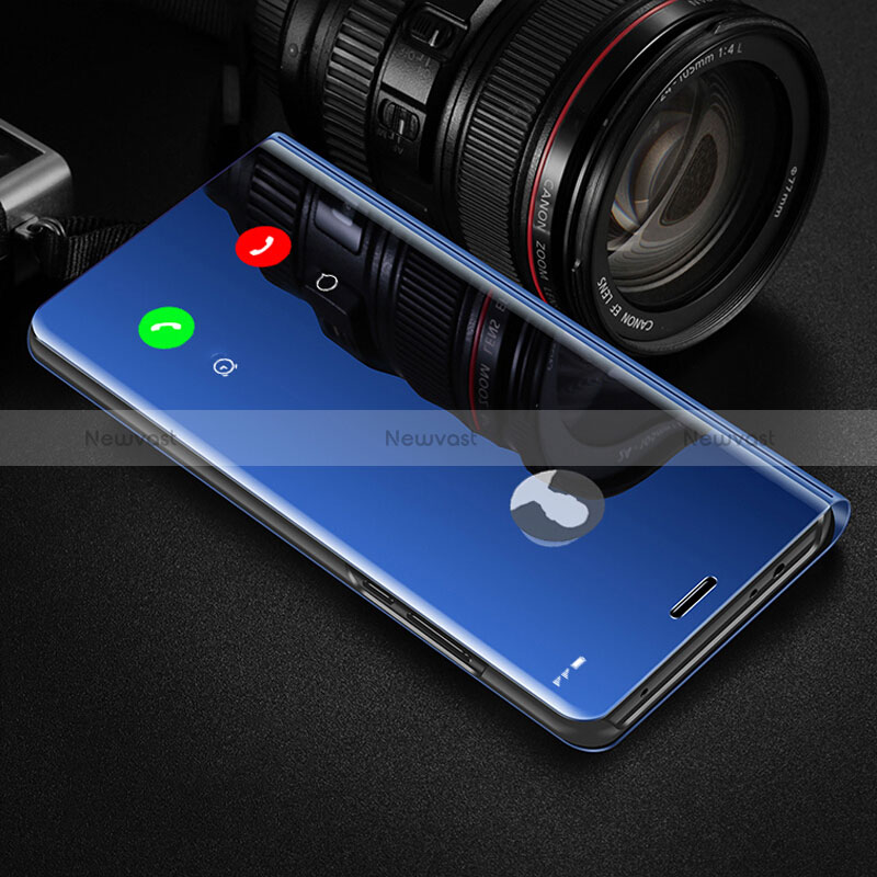 Leather Case Stands Flip Mirror Cover Holder L01 for Xiaomi Redmi 10A 4G Blue
