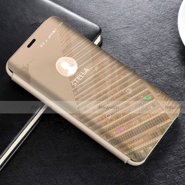 Leather Case Stands Flip Mirror Cover Holder L02 for Huawei Mate 20 Lite Gold