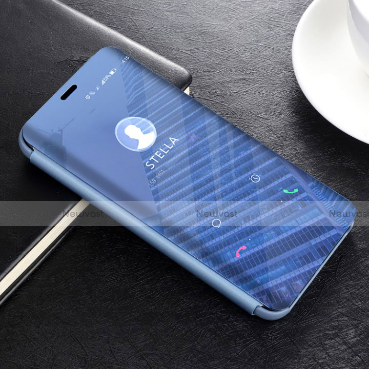 Leather Case Stands Flip Mirror Cover Holder L02 for Huawei Mate 20 Lite Sky Blue