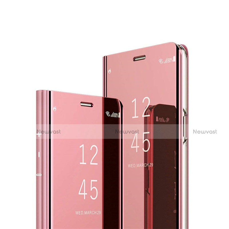 Leather Case Stands Flip Mirror Cover Holder L02 for Huawei Nova 8 Pro 5G Rose Gold