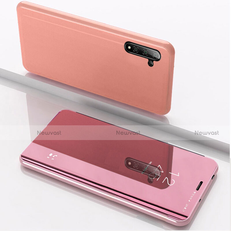 Leather Case Stands Flip Mirror Cover Holder L02 for Samsung Galaxy Note 10 5G Rose Gold
