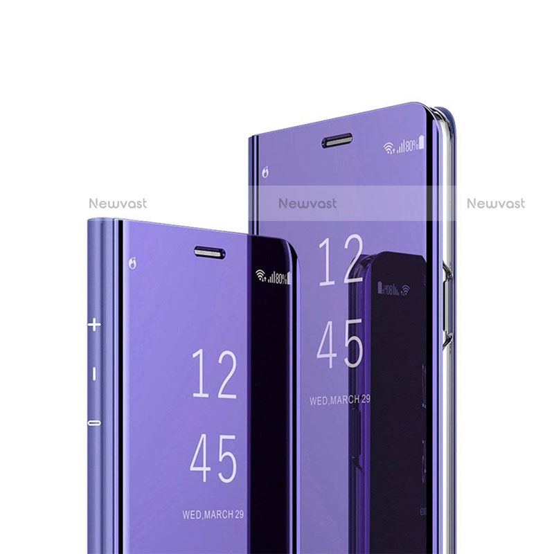 Leather Case Stands Flip Mirror Cover Holder L02 for Samsung Galaxy Note 20 Ultra 5G Purple