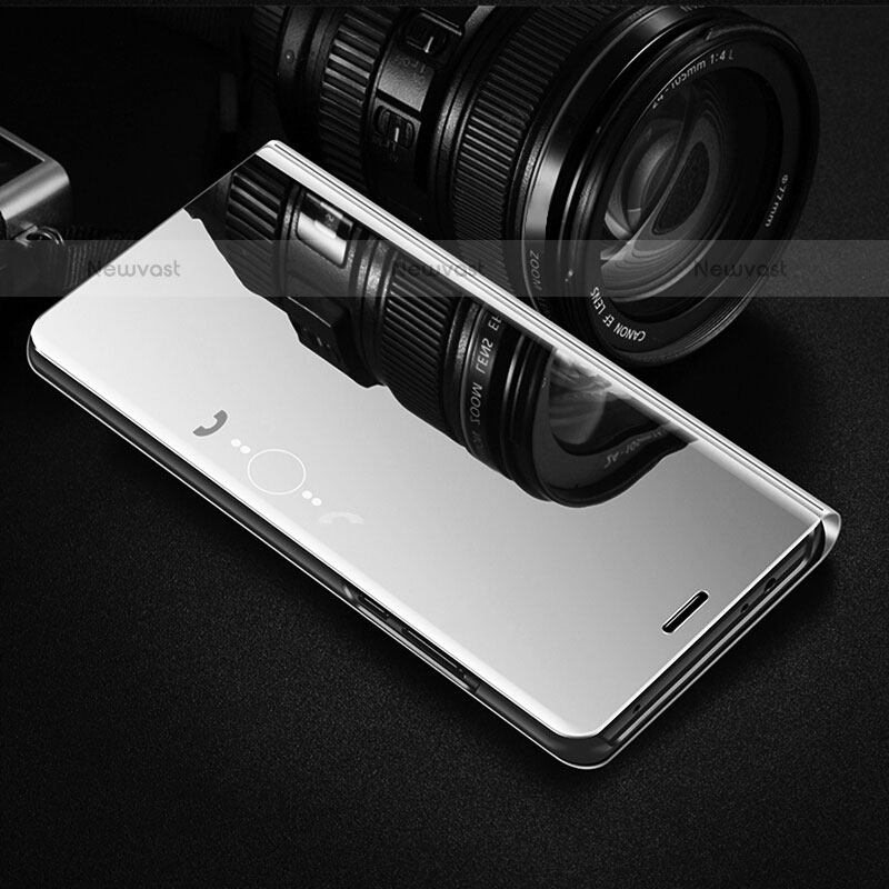 Leather Case Stands Flip Mirror Cover Holder L02 for Xiaomi Mi 12S 5G Silver