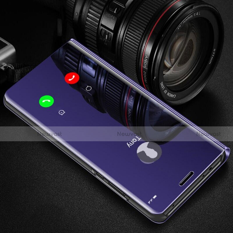 Leather Case Stands Flip Mirror Cover Holder L02 for Xiaomi Mi Note 10 Lite Purple