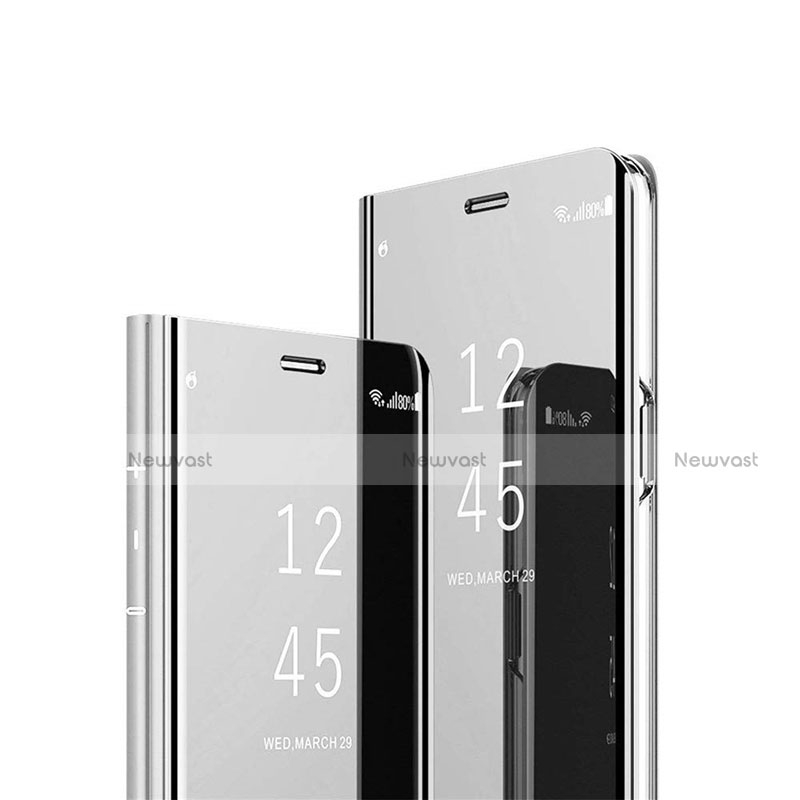 Leather Case Stands Flip Mirror Cover Holder L02 for Xiaomi Poco M3 Silver