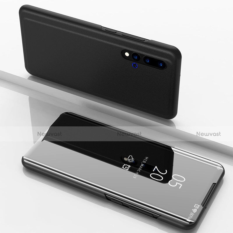 Leather Case Stands Flip Mirror Cover Holder L03 for Huawei Nova 5 Pro Black