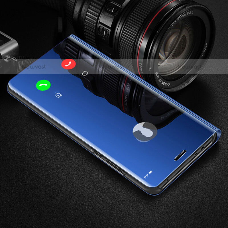 Leather Case Stands Flip Mirror Cover Holder L03 for Oppo Find X3 Pro 5G Blue
