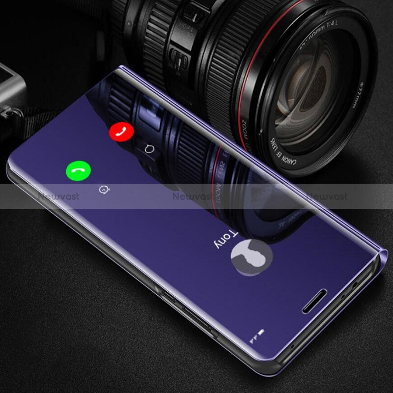 Leather Case Stands Flip Mirror Cover Holder L03 for Samsung Galaxy A71 5G Purple