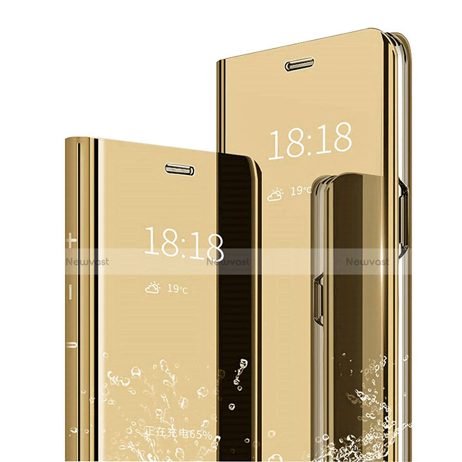 Leather Case Stands Flip Mirror Cover Holder L04 for Huawei Mate 20 Pro Gold