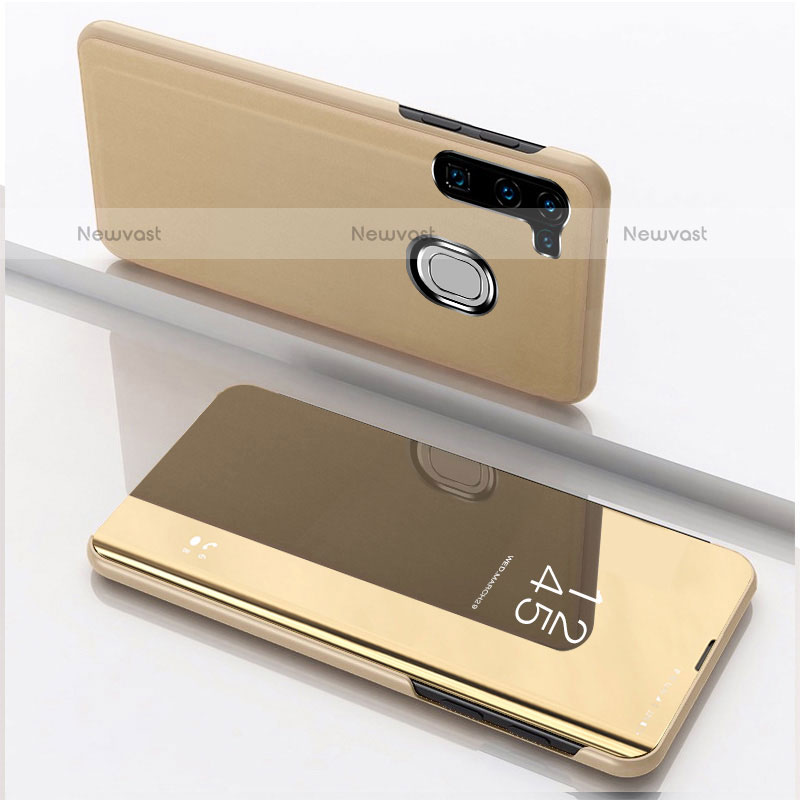 Leather Case Stands Flip Mirror Cover Holder L04 for Samsung Galaxy M11 Gold