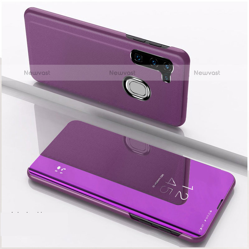 Leather Case Stands Flip Mirror Cover Holder L04 for Samsung Galaxy M11 Purple