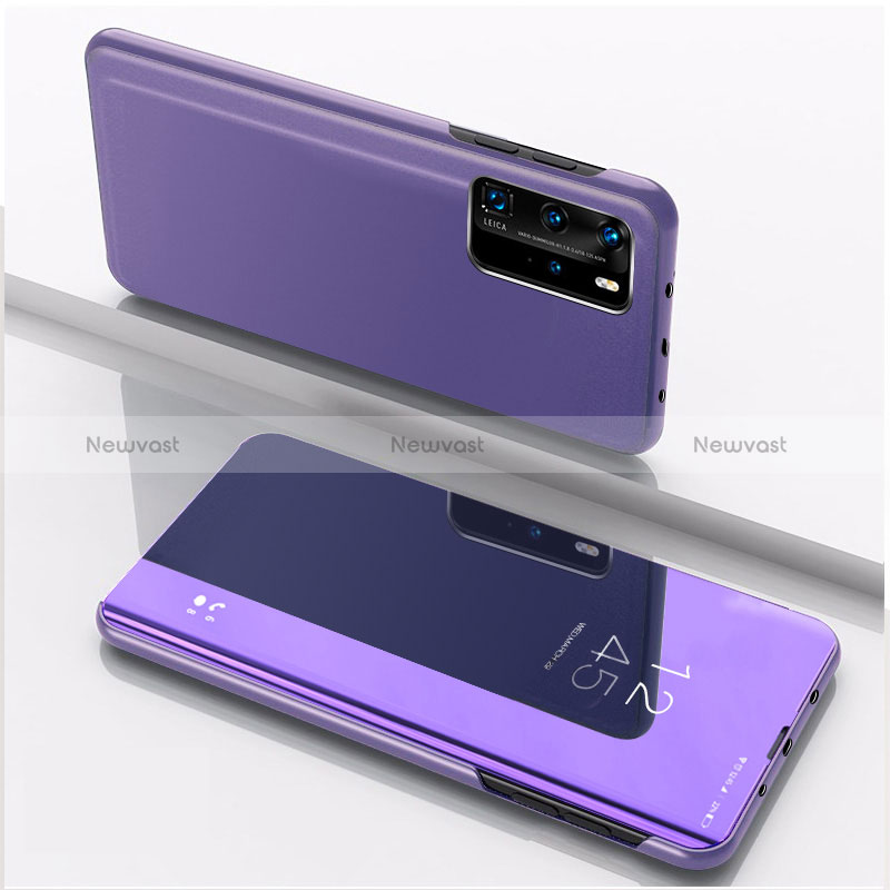 Leather Case Stands Flip Mirror Cover Holder L04 for Xiaomi Mi 10T 5G Clove Purple