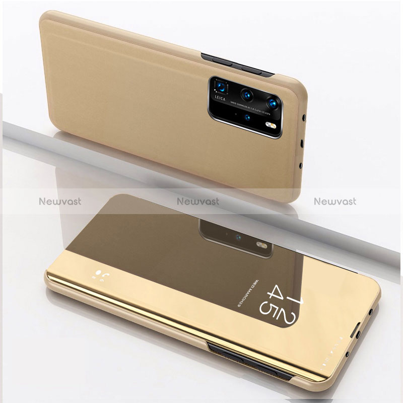Leather Case Stands Flip Mirror Cover Holder L04 for Xiaomi Mi 10T Pro 5G Gold