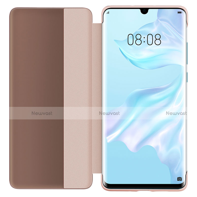 Leather Case Stands Flip Mirror Cover Holder L05 for Huawei P30 Rose Gold