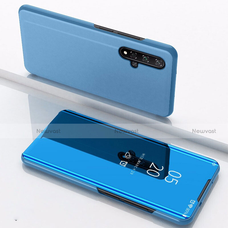 Leather Case Stands Flip Mirror Cover Holder M01 for Huawei Honor 20 Blue