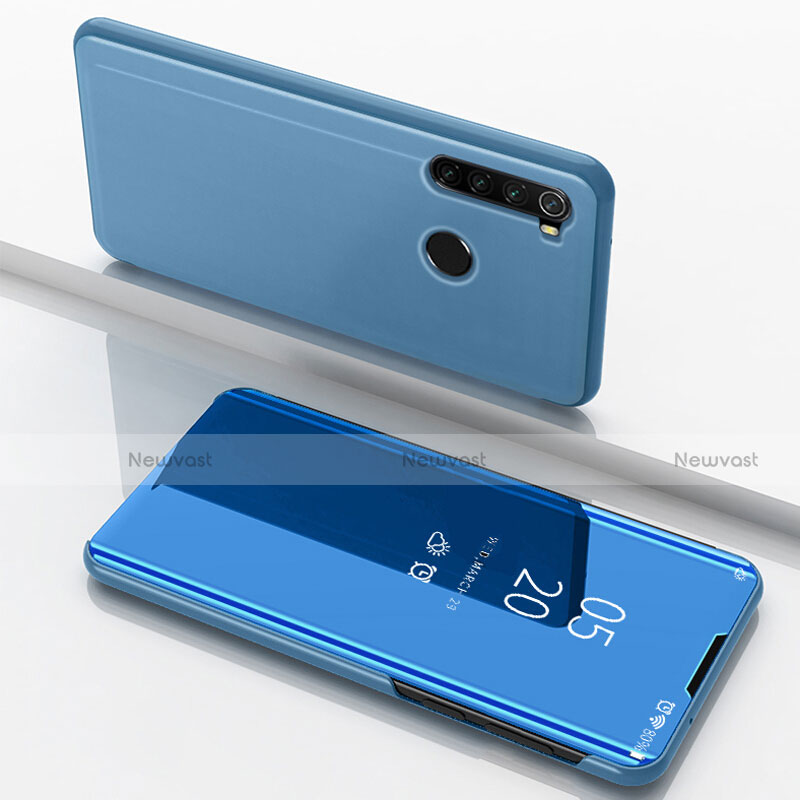 Leather Case Stands Flip Mirror Cover Holder M01 for Xiaomi Redmi Note 8 Blue