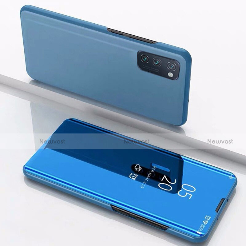 Leather Case Stands Flip Mirror Cover Holder M02 for Huawei Honor View 30 Pro 5G Blue