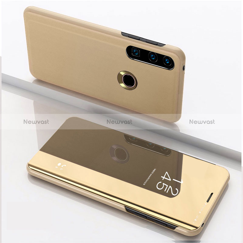 Leather Case Stands Flip Mirror Cover Holder QH1 for Huawei P40 Lite E Gold