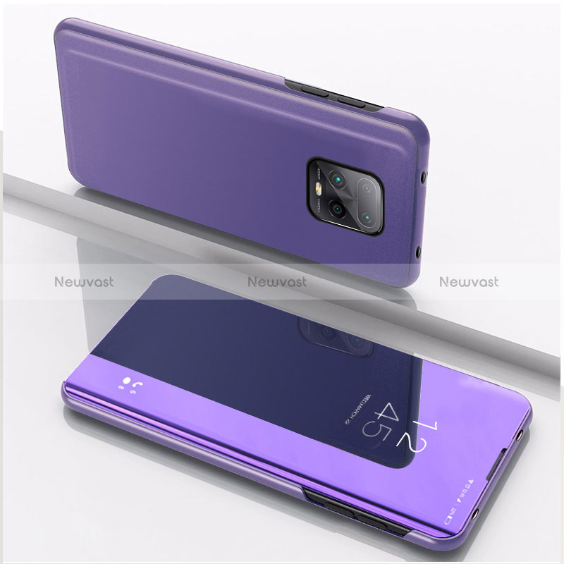 Leather Case Stands Flip Mirror Cover Holder QH1 for Xiaomi Redmi 10X 5G Clove Purple
