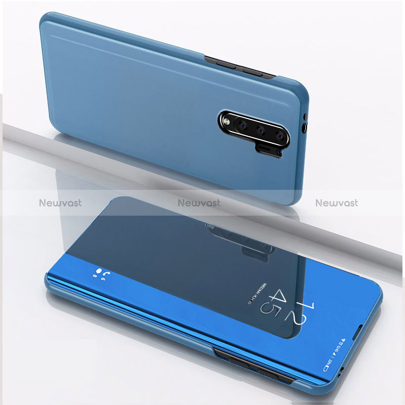 Leather Case Stands Flip Mirror Cover Holder QH1 for Xiaomi Redmi 9 Blue