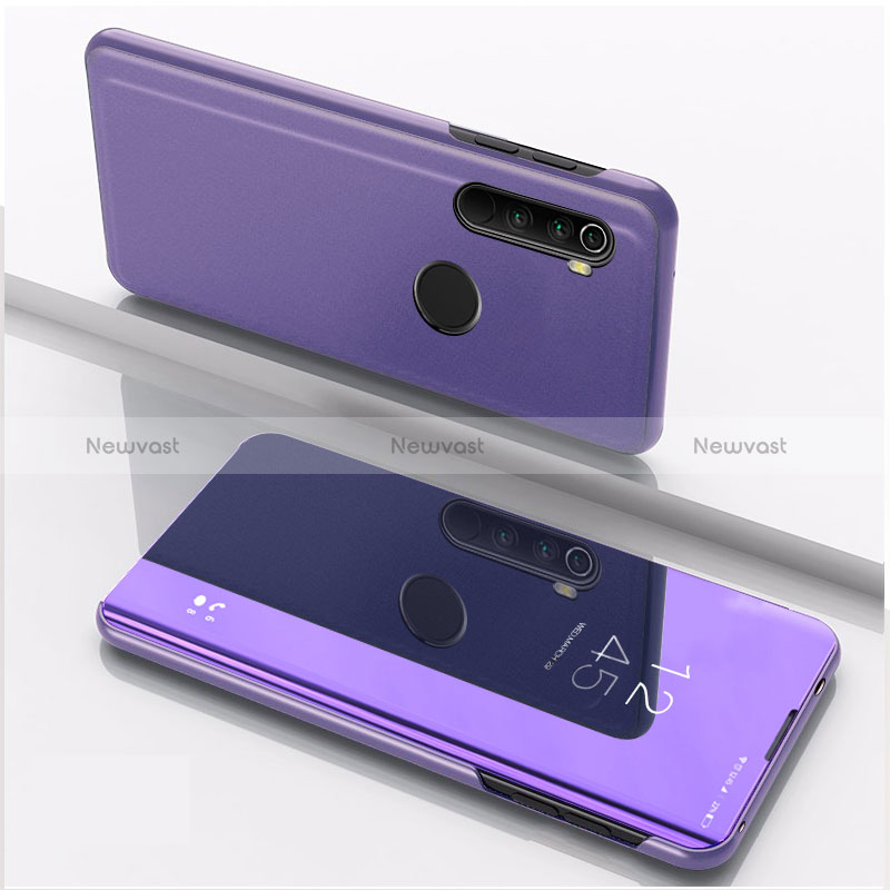 Leather Case Stands Flip Mirror Cover Holder QH1 for Xiaomi Redmi Note 8 (2021) Clove Purple