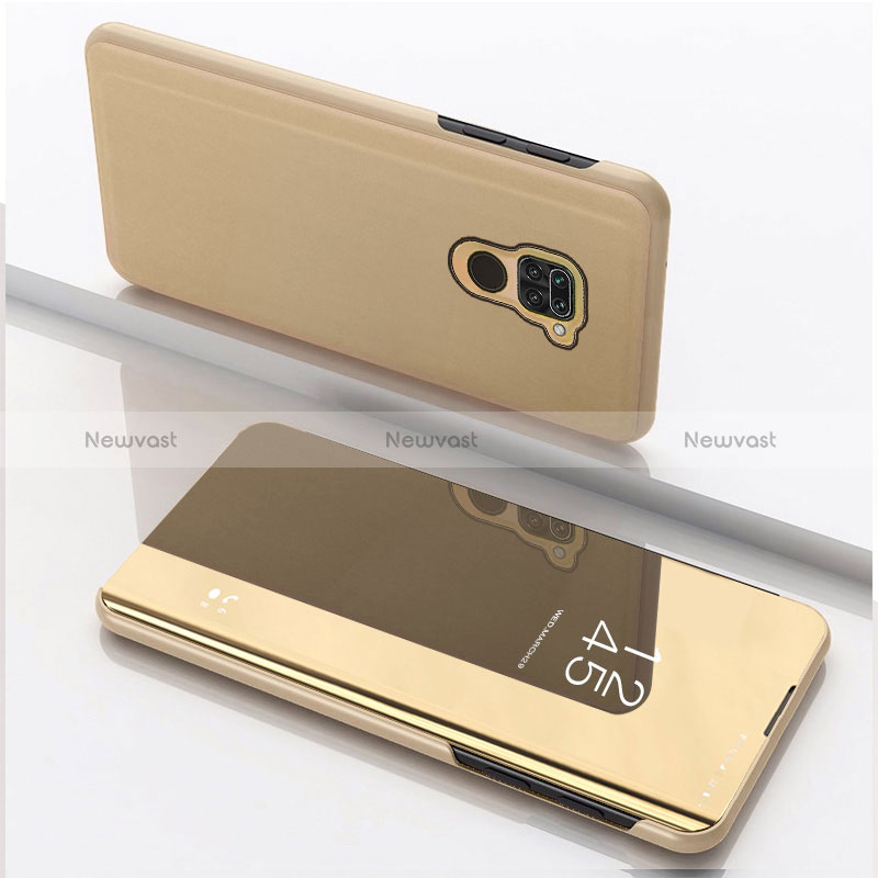 Leather Case Stands Flip Mirror Cover Holder QH1 for Xiaomi Redmi Note 9 Gold