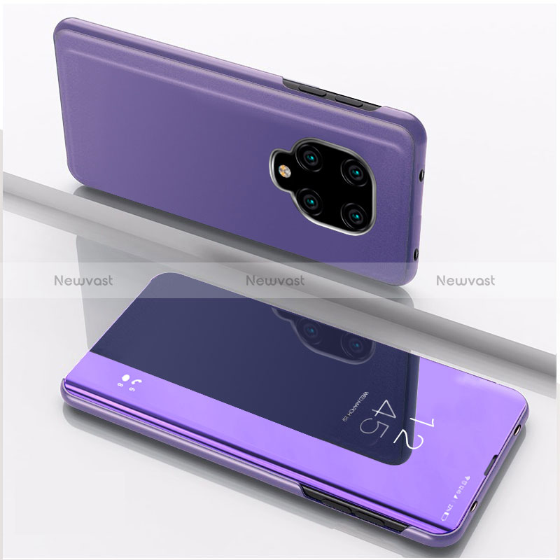 Leather Case Stands Flip Mirror Cover Holder QH1 for Xiaomi Redmi Note 9S Clove Purple