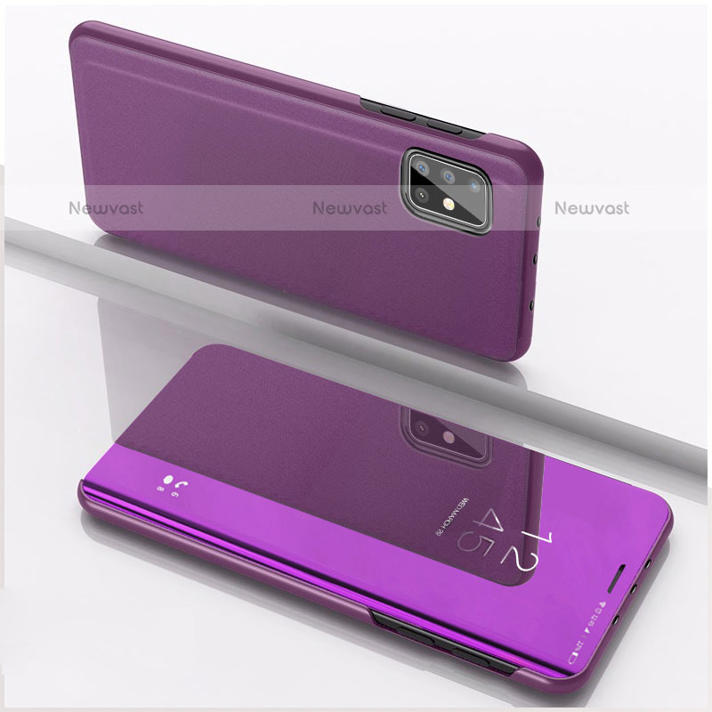 Leather Case Stands Flip Mirror Cover Holder ZL1 for Samsung Galaxy A51 4G Purple