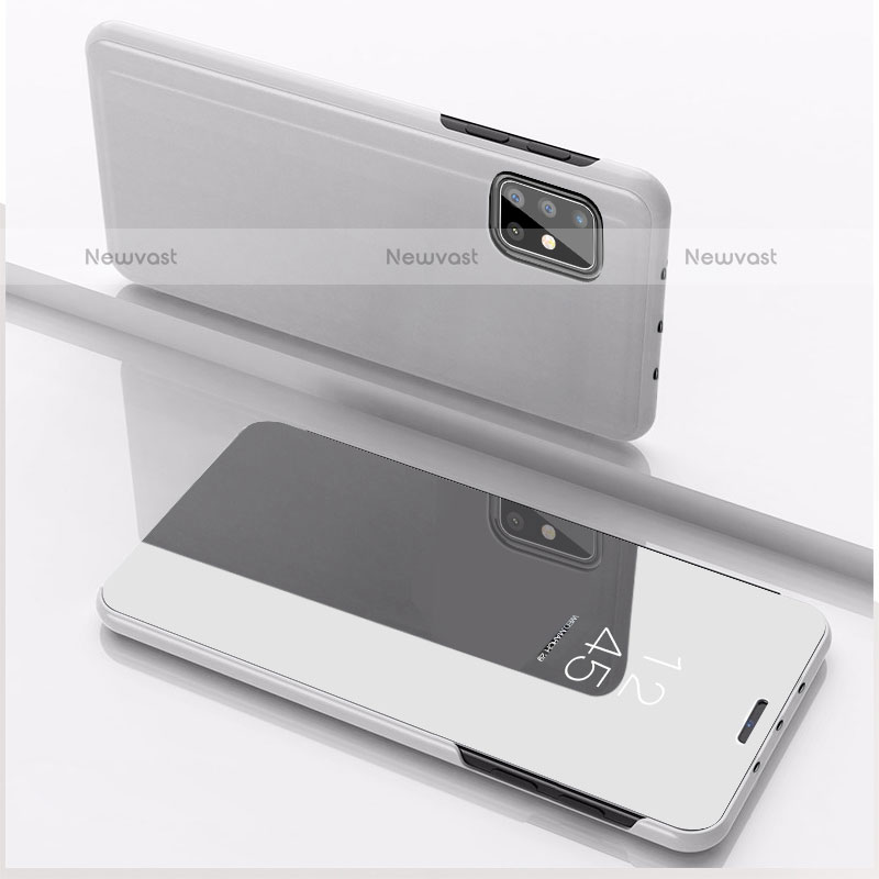 Leather Case Stands Flip Mirror Cover Holder ZL1 for Samsung Galaxy A51 4G Silver