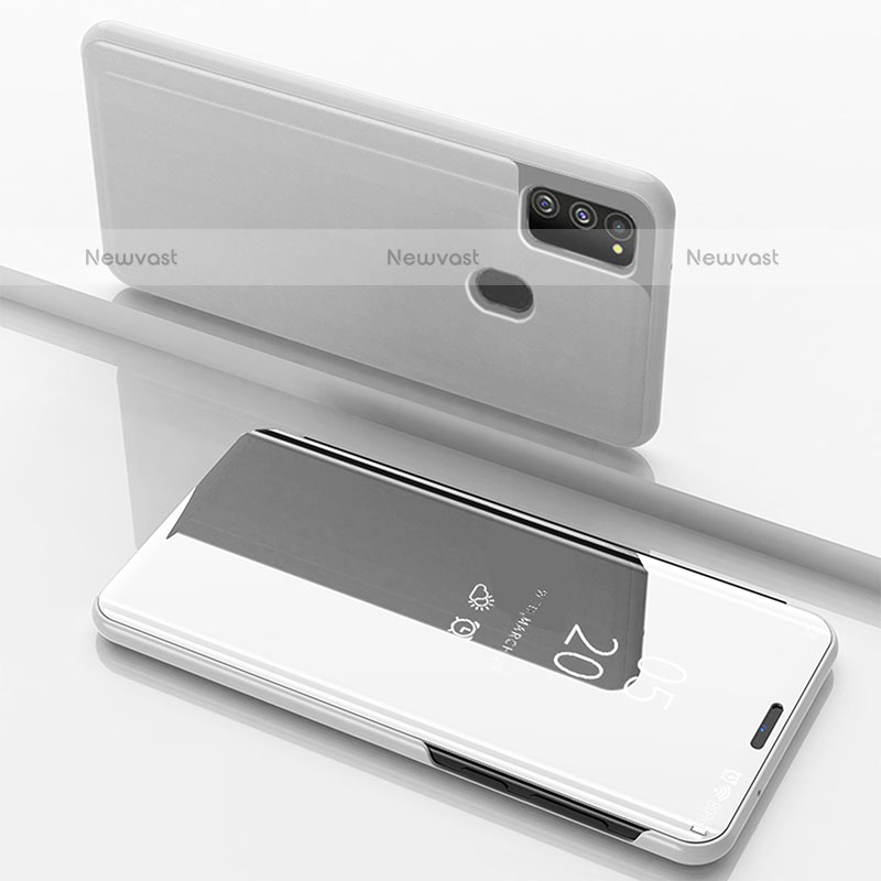 Leather Case Stands Flip Mirror Cover Holder ZL1 for Samsung Galaxy M30s Silver