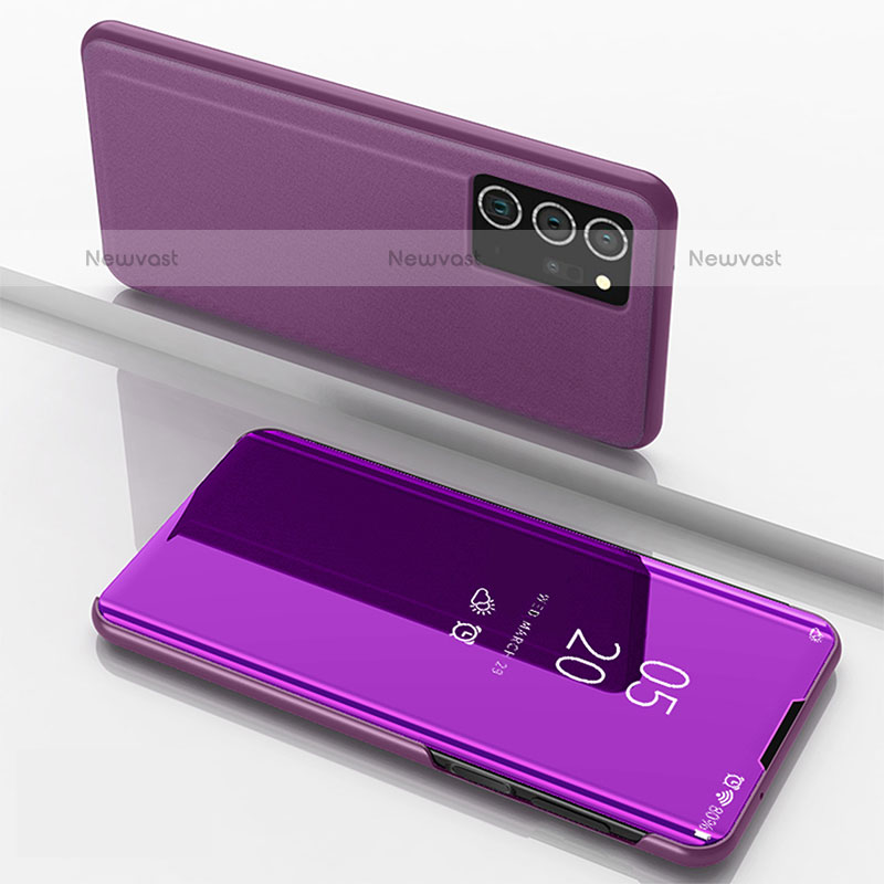 Leather Case Stands Flip Mirror Cover Holder ZL1 for Samsung Galaxy Note 20 Ultra 5G Clove Purple