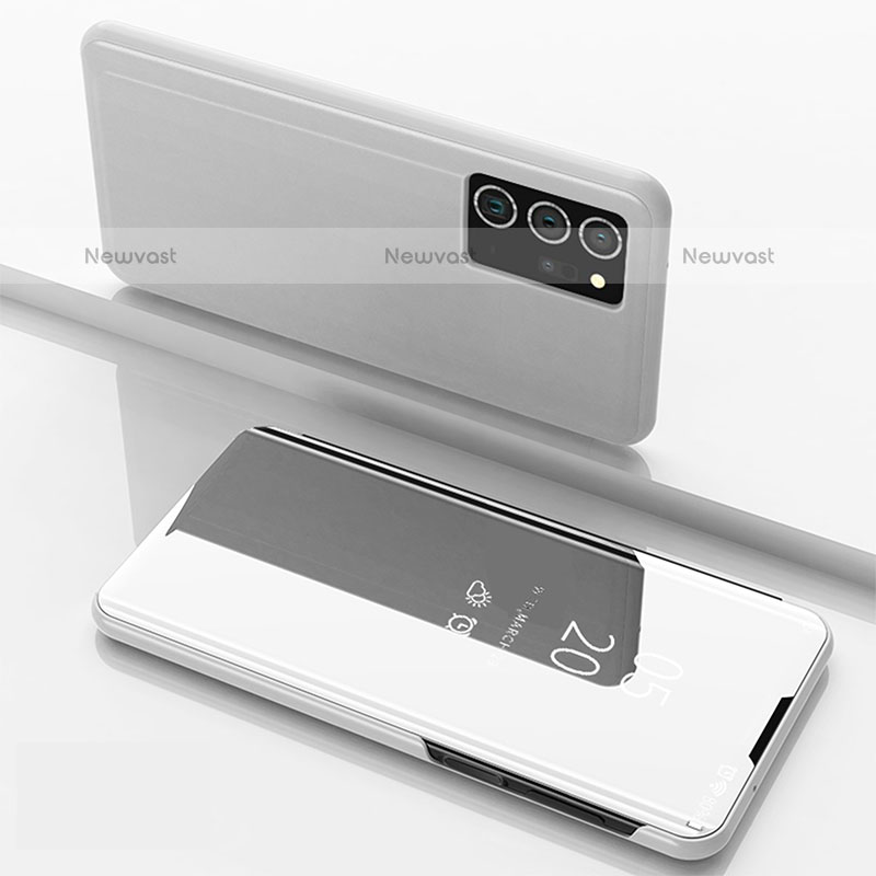 Leather Case Stands Flip Mirror Cover Holder ZL1 for Samsung Galaxy Note 20 Ultra 5G Silver