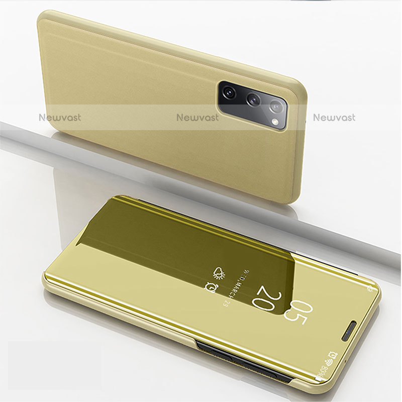Leather Case Stands Flip Mirror Cover Holder ZL1 for Samsung Galaxy S20 Gold