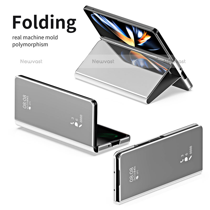 Leather Case Stands Flip Mirror Cover Holder ZL1 for Samsung Galaxy Z Fold3 5G