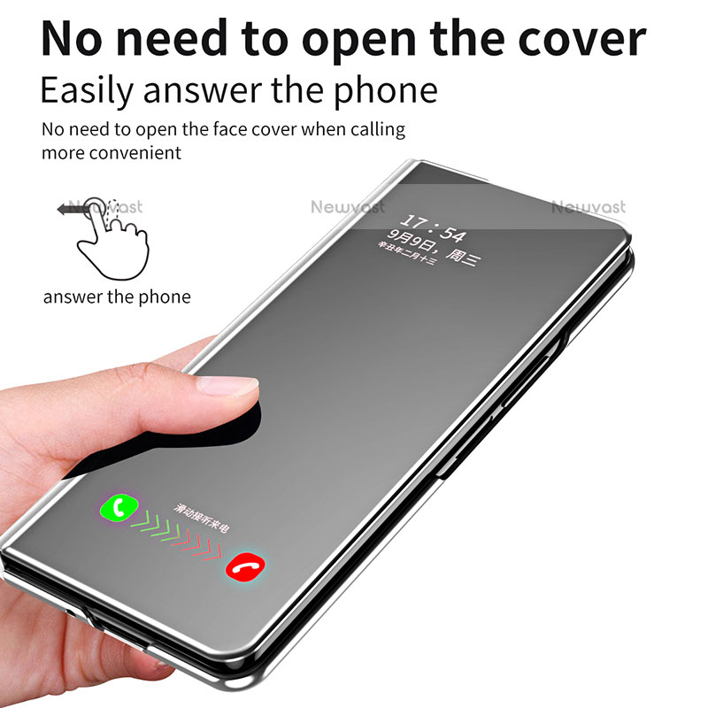 Leather Case Stands Flip Mirror Cover Holder ZL1 for Samsung Galaxy Z Fold3 5G