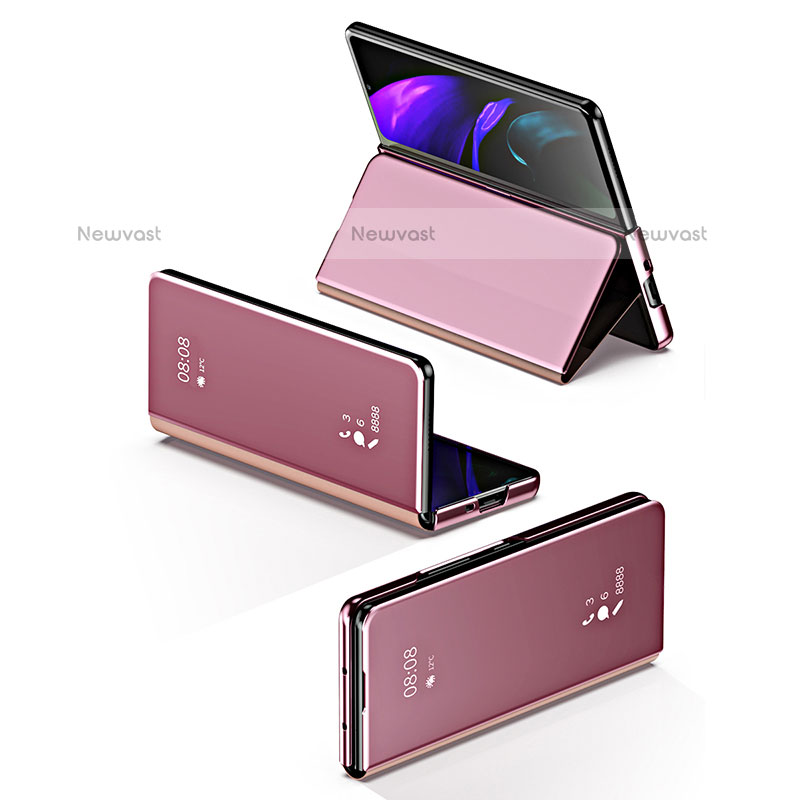 Leather Case Stands Flip Mirror Cover Holder ZL2 for Samsung Galaxy Z Fold3 5G