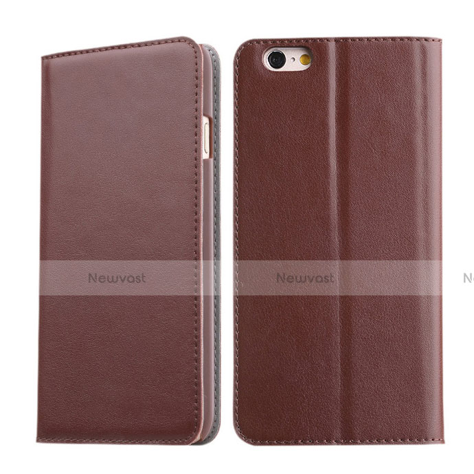 Leather Case Stands Flip Wallet for Apple iPhone 6 Brown
