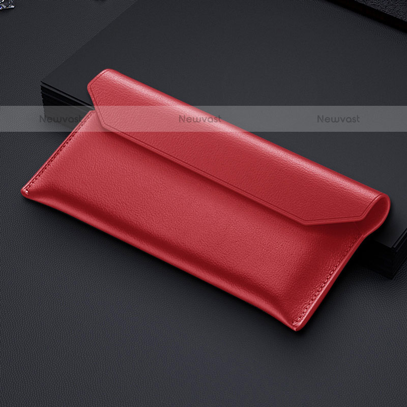 Leather Wristlet Wallet Handbag Case for Samsung Galaxy Z Fold3 5G Red