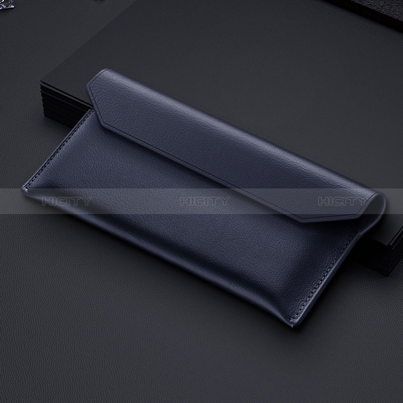 Leather Wristlet Wallet Handbag Case for Samsung Galaxy Z Fold4 5G Blue
