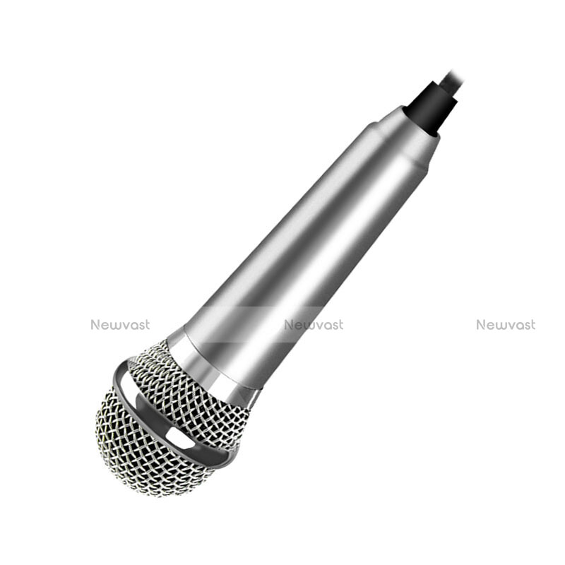 Luxury 3.5mm Mini Handheld Microphone Singing Recording M04 Silver