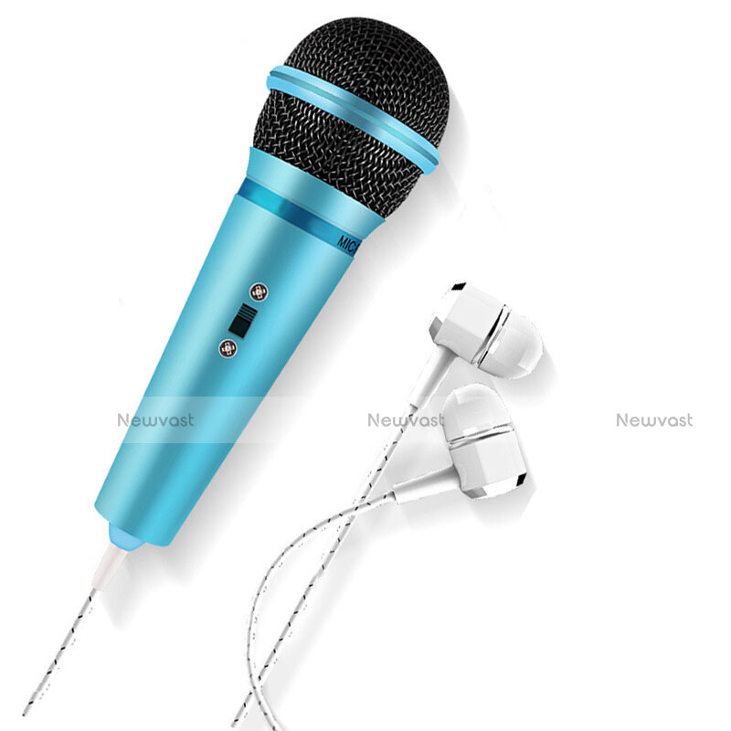 Luxury 3.5mm Mini Handheld Microphone Singing Recording M05 Sky Blue