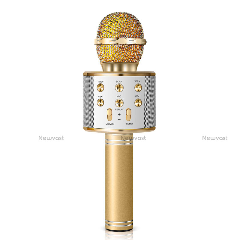 Luxury 3.5mm Mini Handheld Microphone Singing Recording M06 Gold