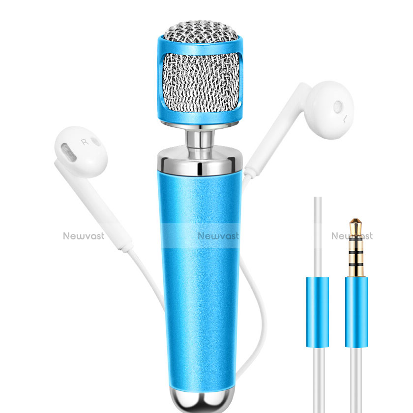 Luxury 3.5mm Mini Handheld Microphone Singing Recording Sky Blue