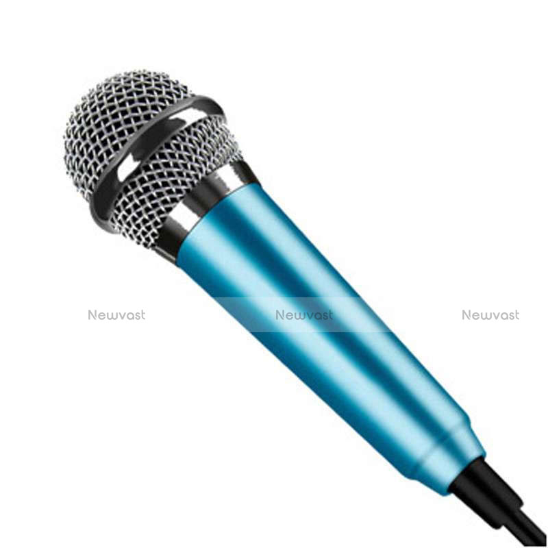 Luxury 3.5mm Mini Handheld Microphone Singing Recording with Stand Blue