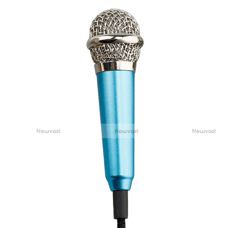 Luxury 3.5mm Mini Handheld Microphone Singing Recording with Stand Blue