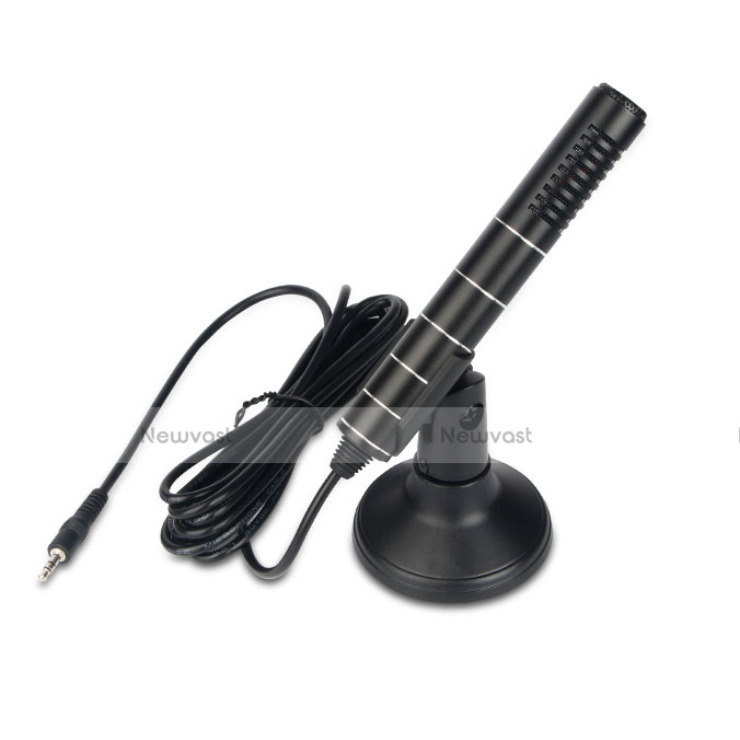 Luxury 3.5mm Mini Handheld Microphone Singing Recording with Stand K02 Black