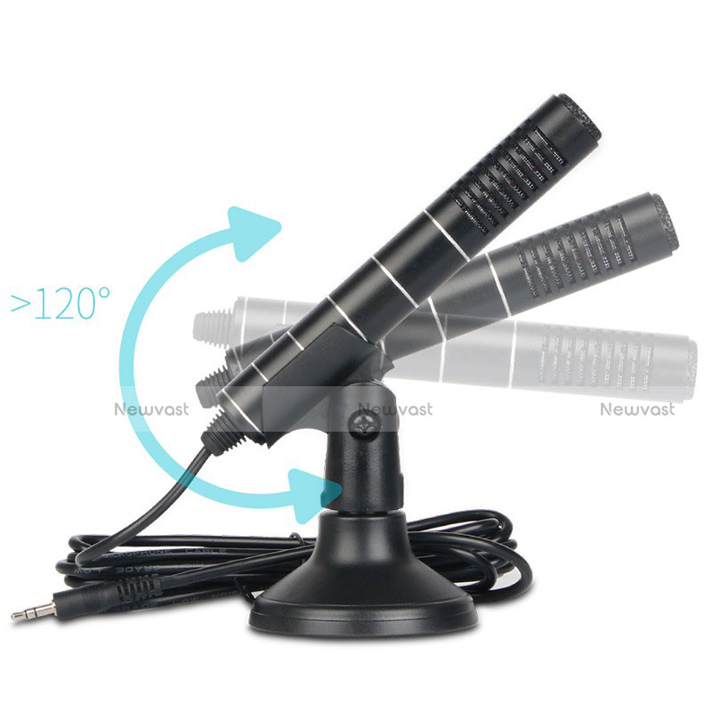 Luxury 3.5mm Mini Handheld Microphone Singing Recording with Stand K02 Black